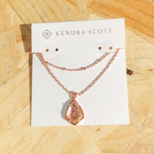 NEW Kendra Scott Cory Blush Dichroic Glass Necklace Rose Gold